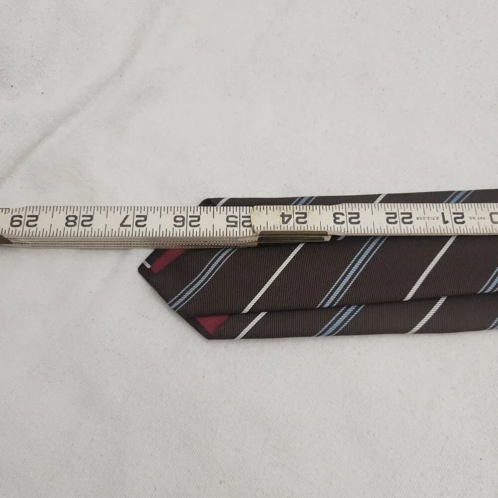 Tie Yves Saint Laurent YSL Neckwear Brown Rep Blue & White Stripes New York VTG